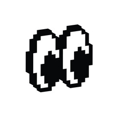 Fototapeta premium 3d isometric pixel eye icon vector pixel art element for 8 bit game