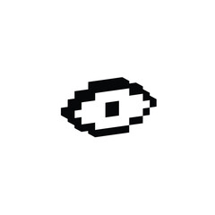3d isometric pixel  eye icon vector pixel art element for 8 bit game
