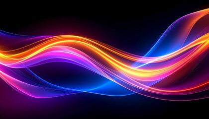 Obraz premium Abstract background with colorful glowing curves, vibrant light effect