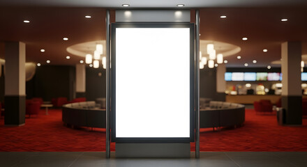 Urban Indoor Billboard Mockup with Blank White Display in Casino