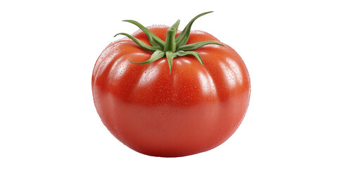 Single ripe red beefsteak tomato isolated on transparent background