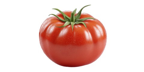 Single ripe red beefsteak tomato isolated on transparent background