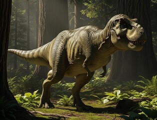 Fototapeta premium close up of tyrannosaurus Rex in the forest
