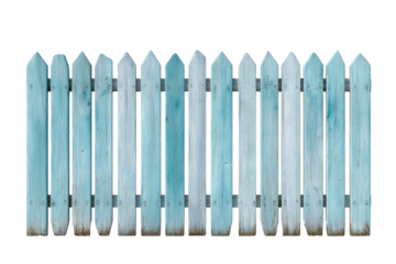 Aged, light teal wooden picket fence