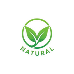 Green natural leaf logo isolated on transparent background