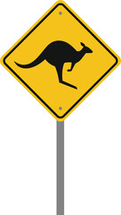 Kangaroo Crossing Sign Illustration, Vector Design, Australia, Flat Icon, Road Safety Symbol, Animal Protection, Transparent PNG