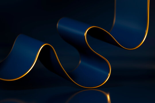 Folded 3D golden ribbon with smooth curves