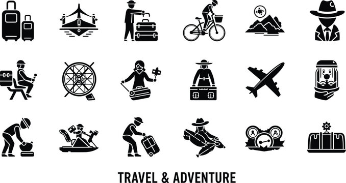 Travel adventure icons perfect for tourism websites and apps
