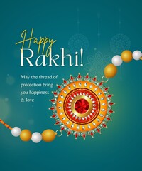 Yellow and Teal Traditional Raksha Bandhan Greetings Card