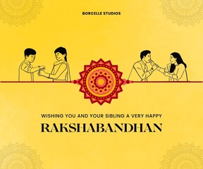 Red and Yellow Traditional Minimalist Raksha bandhan Greeting Instagram Post 
