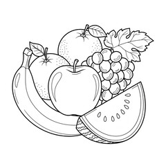 black and white vector images of various fruits