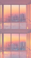 Empty room with city view, soft colors