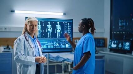 Medical professionals analyzing x-ray images in a hospital - Powered by Adobe