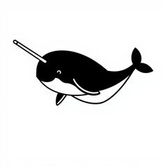Black Narwhal Animal Icon © Waleed