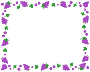 ぶどう 水彩 手描きグレープイラスト フルーツフレーム ポスター・Webデザイン・SNSに使える装飾イラスト素材