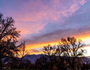 Obraz premium Colorful sunset over a park