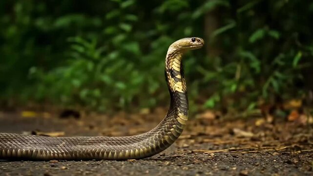Close-up of a Snake Moving Through the Forest