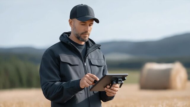Explore advanced drone technology for efficient crop monitoring in wheat fields alongside farmers.