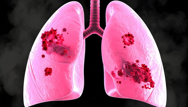 3D render of diseased lungs