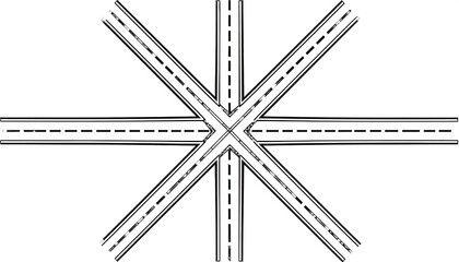 Obraz premium Eight-way road intersection diagram