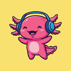 Axolotl Mascot with Headphones