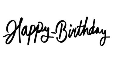 Happy birthday hand drawn  line littering modern black vector calligraphy isolated on white background elegant lettering banner template for banner cards banner