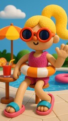 Obraz premium Playful summer poolside fun.