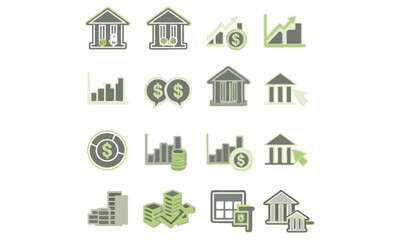  Finance, Bank, and Growth Icons – Money, Charts, Dollar & Investment Symbol Pack

