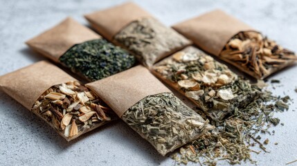 Assorted Dried Herbs and Spices in Eco-Friendly Packaging