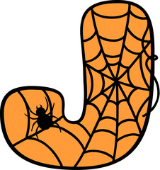 Spider Web Style Letter J