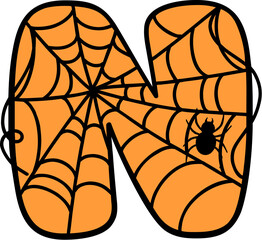 Spider Web Style Letter N