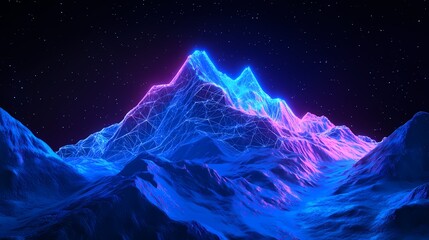 Fototapeta premium Digital blue wireframe landscape of mountainous