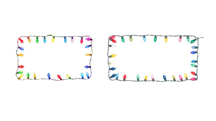 frame with colorful Christmas lights on transparent background png