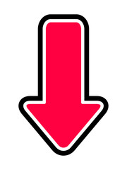 赤　黒白線あり　下向き矢印