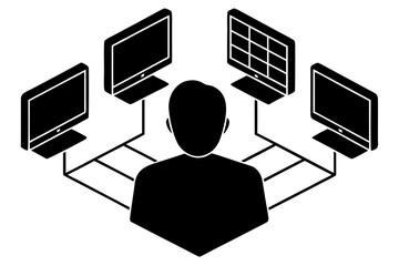 Control Room: Operator Monitoring Multiple Computer Screens