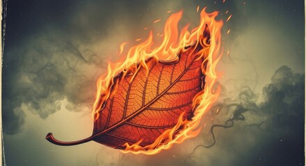 Burning autumn leaf illustration