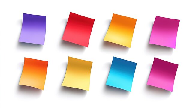 Set of Colorful Gradient Post - it Notes on White Background