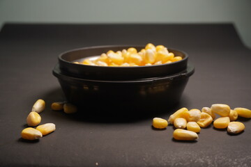 Sweet Corn : Corn kernels are small maize fruits containing a hard shell, dense starch-filled endosperm, and embryo germ essential for growth