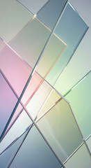 Fototapeta premium Abstract Geometric Glass Panels with Colorful Light Reflections