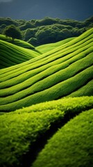Fototapeta premium Japanese matcha agriculture in morning landscape outdoors nature.