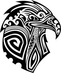 Maori tribal eagle bird animal tattoo. New Zealand tribe motif print, Polynesian Maori ethnic warrior isolated vector sign. Hawaiian tribal tattoo or Samoan culture animal bird of prey ornate symbol