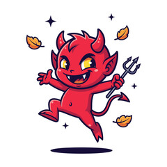 Mischievous Imp Mascot Jumping Around