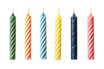 Colorful spiral birthday candles in a row