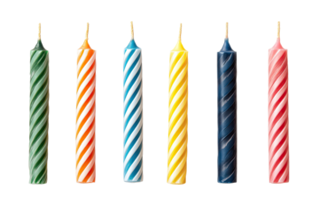 Colorful spiral birthday candles in a row