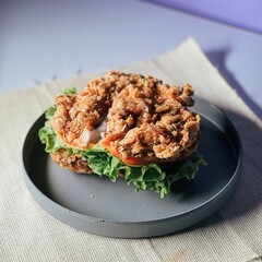 chicken crispy burger , chicken burger with no bun