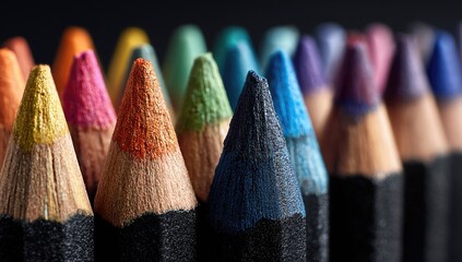 Close-up of colorful colored pencils