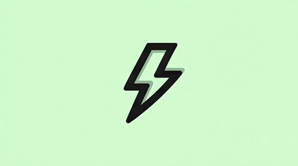 Simple black lightning bolt icon on a pale green background.