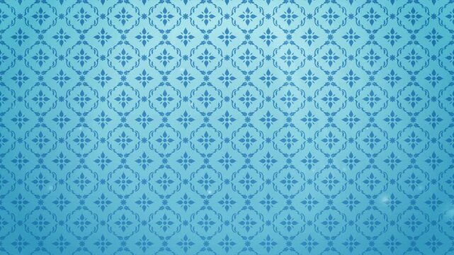 4K Luxury Thai Floral pattern on blue background. Lai Thai blue pattern animation