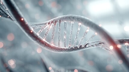 Abstract dna double helix strand with glowing connections science and technology concept.