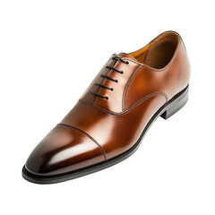 Brown oxford shoe isolated on transparent background